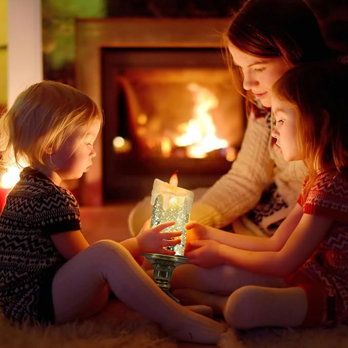 Christmas Flameless Candles, Flickering LED Candles with Timer, Snow Globe Candle Lights for Christmas Decorations-Ruum Studio Home