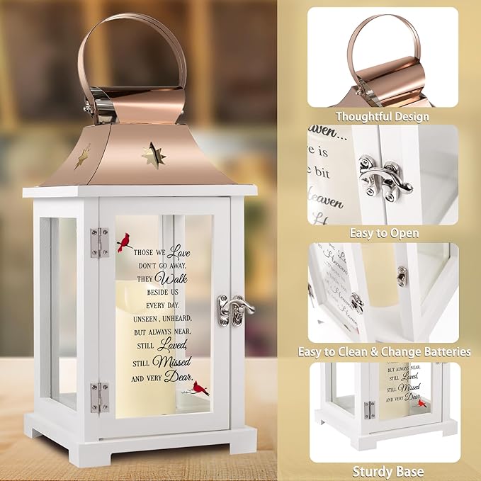 Memorial Lantern, Sympathy Gifts for Loss of Mom/Dad/Loved One, Bereavement Gifts, in Memory of Loved One Lantern,Celebration of Life, Memorial Gifts, Funeral Lantern,Those WE Love Don't GO Away-Ruum Studio Home