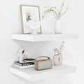 Fun Memories Floating Shelves - 2 Pack 12 Inch Deep Rustic Wooden Wall Shelves - Extra Deeper & Thicker Wall Mounted Storage Shelf for Living Room, Kitchen, Farmhouse - 16" W x 12" D x 1.5" H - White-Ruum Studio Home