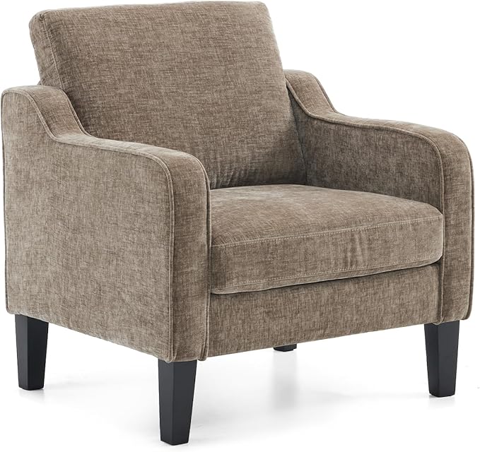 VINGLI Accent Chair for Living Room Chairs Light Brown Reading Chair for Bedroom Scooped Arm Chair Mid Century Modern Accent Chairs Upholstered Comfy Chair for Apartment, Waiting Room-Ruum Studio Home