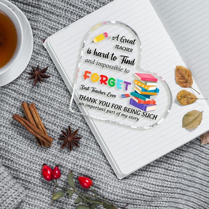 Teachers Day Graduation Season Opening Season Gifts Teacher Gifts Teacher Appreciation Gifts Best Teacher Gifts for Women Acrylic Heart for Her Coworker Friend Principal Educator Birthday Christmas-Ruum Studio Home