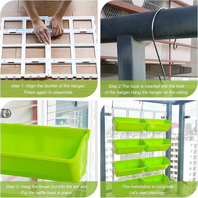 8 Pockets Vertical Planters,Wall Mounted Plastic Plant Grow Pots,Wall Pocket Planters for Indoor,Outdoor,Balcony,Garden Decoration,Light Green-Ruum Studio Home
