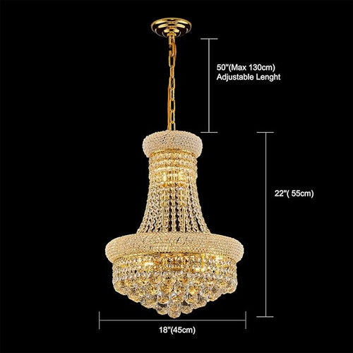 10 - Light Unique Empire Crystal Chandelier for Foyer Entryway Living Room Dining Room Bedroom Hallway Gold Finish-Ruum Studio Home