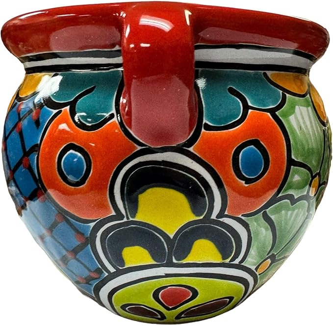 Talavera Michoacana Planter Pot Folk Art Mexican Pottery Indoor Hand Painted Outdoor Home Decor Multicolor Handmade 8"-Ruum Studio Home
