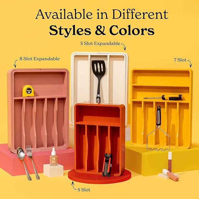 SMIRLY Silverware Drawer Organizer – Bamboo Kitchen Drawer Organizer, Adjustable Utensil Holder and Cutlery Tray, Drawer Dividers for Flatware and Kitchen Utensils-Ruum Studio Home