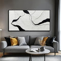 Framed Minimalist Wall Art 24"x48" Black and White Abstract Print Poster Line Canvas Modern Artwork for Living Room Bedroom Office Decor-Ruum Studio Home
