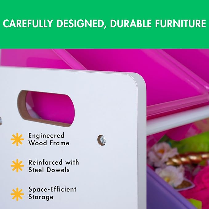 Humble Crew Kids Toy Storage Organizer with 12 Plastic Bins, White/Pink/Purple/Turquoise – Removable Bins for Playroom, Bedroom, Toddler Furniture for Boys and Girls Ages-Ruum Studio Home
