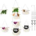 4 Tier Hanging Fruit Basket for Kitchen, Beige Boho Cotton Rope Crocheted Fruit Holder for Bathroom Bedroom, Detachable Wall Hanging Basket Shelves Over Door Organizer for Fruits Veggie Plant Decor-Ruum Studio Home