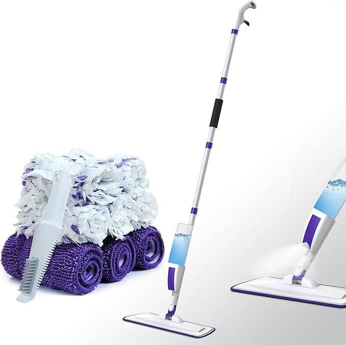 Spray Mop for Floor Cleaning with 60" Extension Handle, Dry/Wet Mop with 14oz Refillable Bottle, 3 Washable Pads&5 Disposable Refills for Hardwood Laminate Tile Floor Dust Cleaning.-Ruum Studio Home