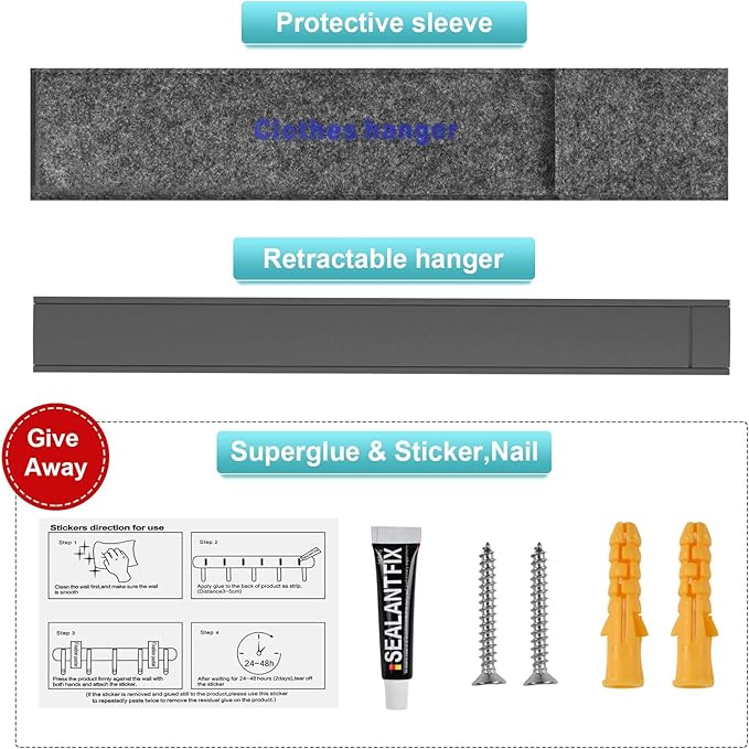 Retractable Clothes Drying Rack,Space Saver Wall Mounted Folding Hanger for Laundry Room, Closet Storage Organization, Easy Installation Aluminium Never Rust Dryer 1pcs-Ruum Studio Home