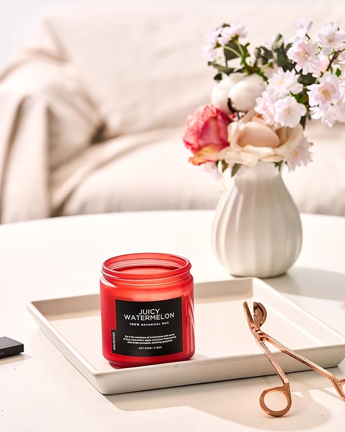 M&SENSE Juicy Watermelon Scented Candle - 11.6oz Clean Non Toxic Natural Soy Wax 70-Hour Burn Long Lasting Candle, 2-Wick Fruit Scent for Home Decor & Housewarming Gifts - Fragrance for Women & Men-Ruum Studio Home