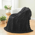 NEWCOSPLAY Super Soft Throw Blanket Black Premium Silky Flannel Fleece 3D Clouds Stylish Jacquard Lightweight Bed Blanket All Season Use 350GSM (Black, Throw(50"x60"))-Ruum Studio Home