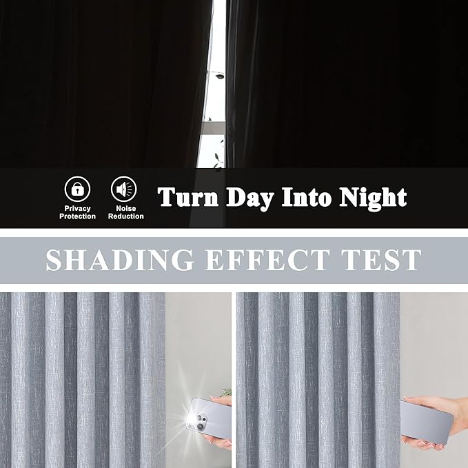 Vision Home Chambray Blue Full Blackout Curtains Pinch Pleated Room Darkening Window Curtains 72 inch for Living Room Bedroom Thermal Insulated Pinch Pleat Drapes with Hooks Back Tab 2 Panel 40"Wx72"L-Ruum Studio Home