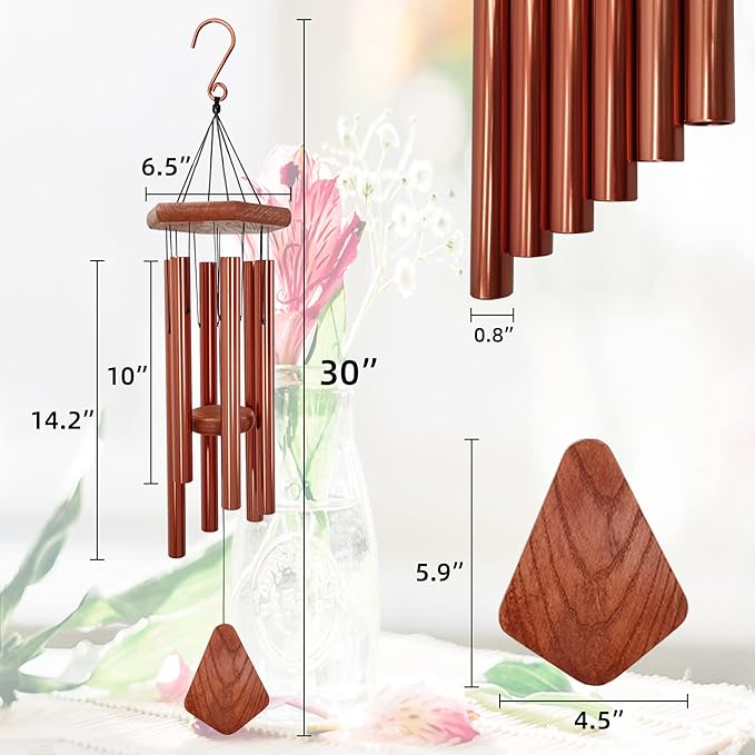 Wind Chimes for Outside, Wind Chimes Outdoor, Windchimes with 6 Tubes for Wedding,Mother's Day and Other Holidy Gifts-Ruum Studio Home