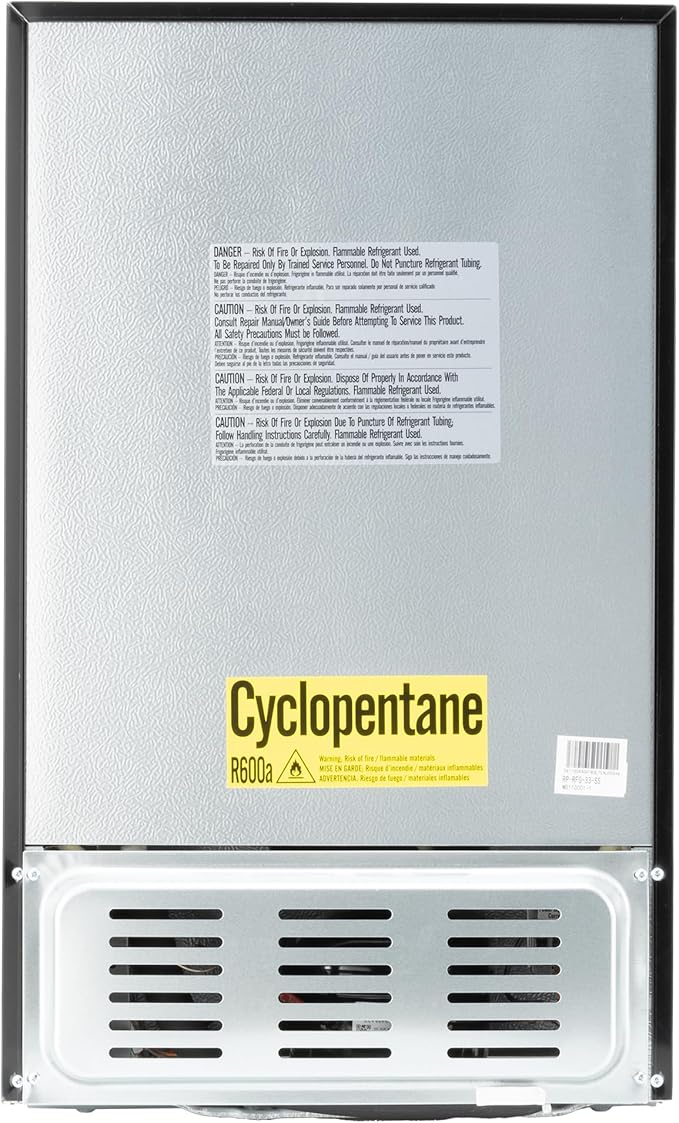 RecPro 3.3 Cu Ft 12V RV Refrigerator | Stainless Steel Frost-Free Fridge with Can Holder | Compact Camper Fridge with Door Storage, 7 Temp Settings | 19”W x 19”D x 32.75”H-Ruum Studio Home