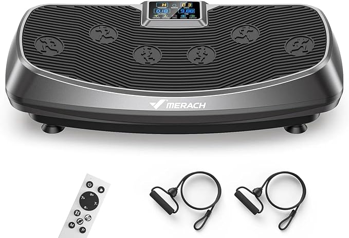 MERACH Vibration Plate Exercise Machine, 3D & 4D Vibration Plate with 2 Tension Ropes LED Display, Whole Body Vibration Platform for Women Men, Exercise Equipment for Home-Ruum Studio Home