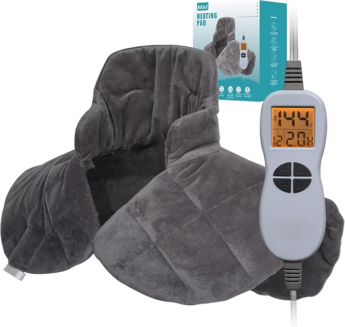 Ruqiji 19" x 24" Weighted Neck&Shoulder Heating Pad, 2.5lbs with 12 Temperature Settings&Countdown timer,Pain Relief for Neck/Shoulders/Menstrual Pain, Christmas Gifts for Women Men Mom Dad(Dark Gray)-Ruum Studio Home
