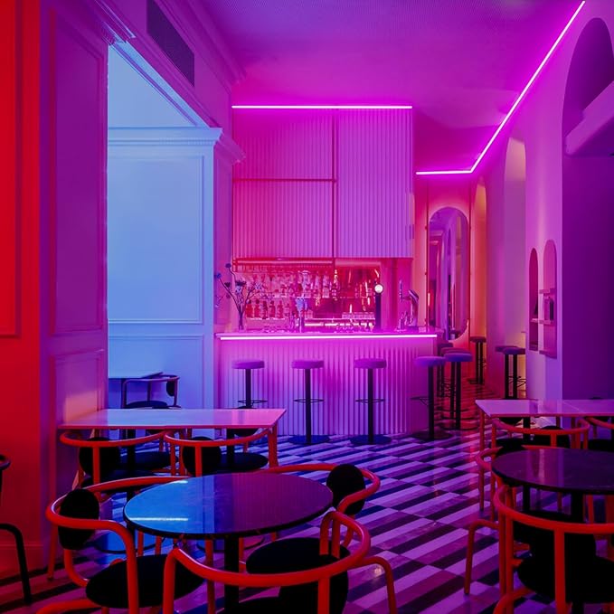 GZBtech Flexible LED Neon Rope Lights 66FT,AC 110-120V Waterproof Strip Light, 120 LEDs/M Cuttable Connectable Neon Lighting for Indoor Outdoor Home Decor/Commercial Building Use-Pink 20M-Ruum Studio Home