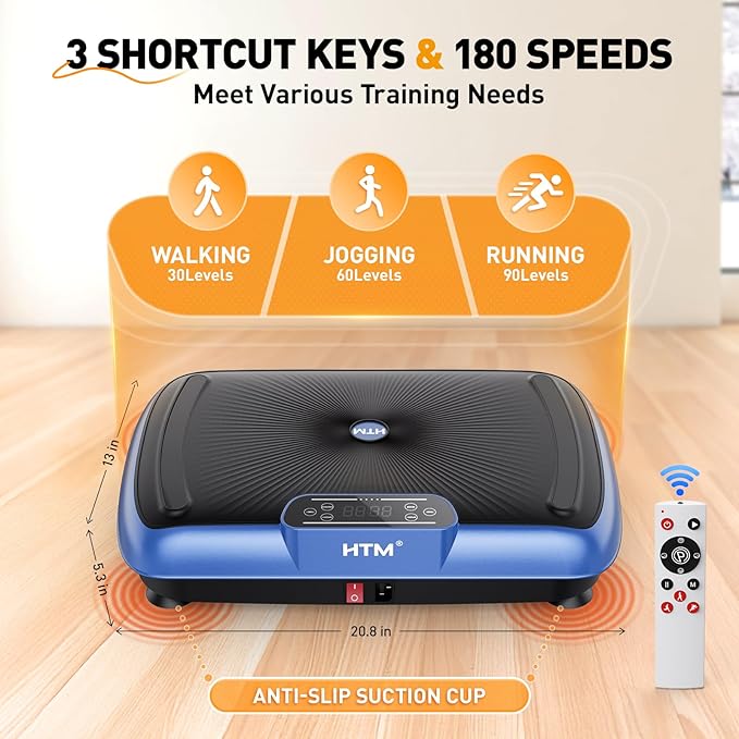 Vibration Plate Exercise Machine - 180 Speeds & 300 lb Capacity, Full Body Workout Vibration Platform with Remote Control for Lymphatic Drainage, Weight Loss & Toning-Ruum Studio Home