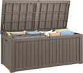 150 Gallon Resin Deck Box, Large Indoor and Outdoor Storage Box, Weatherproof and UV Resistant Outdoor Storage Box with Built-in Steel Beams for Patio, Cushions, Pool Supplies-Ruum Studio Home
