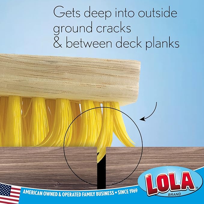 Lola Products Deck Scrub Brush Broom, 9" x 3.5" Wide, Durable Bristles Remove Dirt, Grime, Grout, Leaves, Snow on Patios, Decks, Wet or Dry, 9 Count-Ruum Studio Home