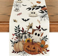 Artoid Mode Pumpkin Ghost Leaves Spider Web 210 GSM Halloween Table Runner, Spooky Kitchen Dining Table Decoration for Home Party Decor 13x48 Inch-Ruum Studio Home