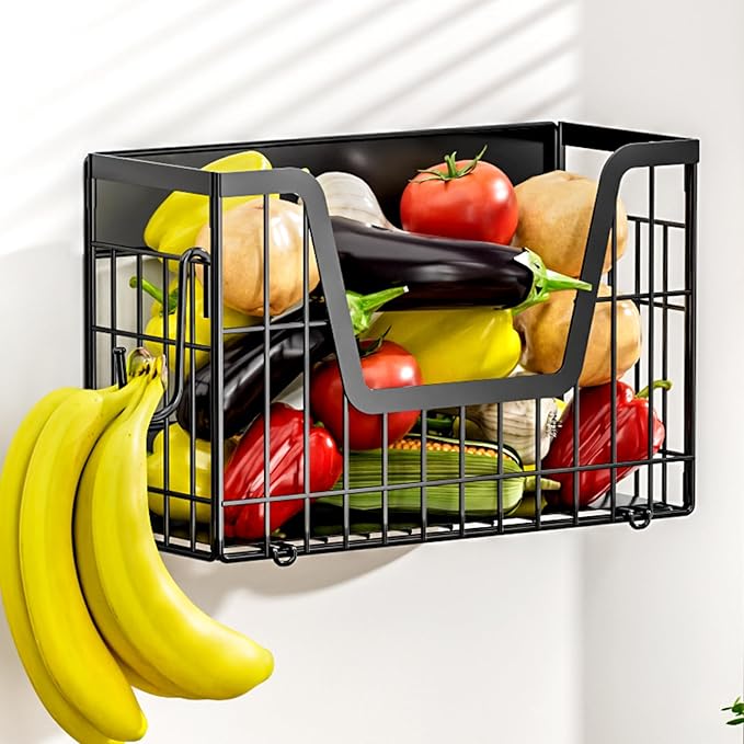 Magnetic Shelf for Fridge, Fruit Potato and Onion Storage Bins, Magnetic Spice Rack Shelves for Side of Refrigerator, Fruit Basket Magnetic Fridge Shelf Kitchen Pantry Storage Organizer-Ruum Studio Home
