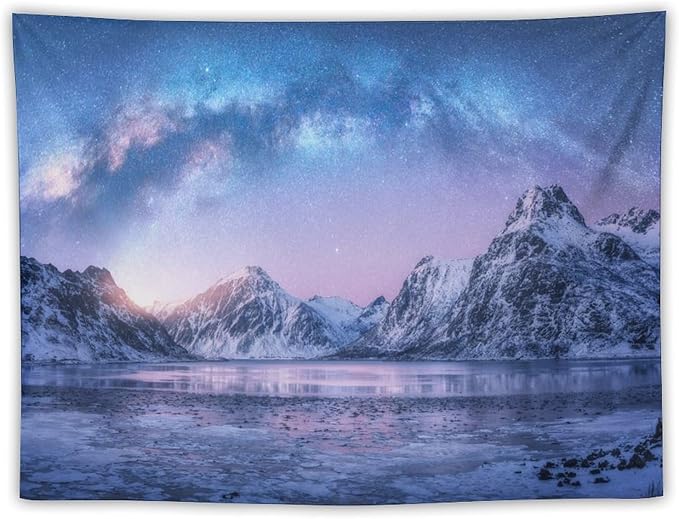 HZOHNAGO Mountain Tapestry Aurora Snow Mountain Sunset Pattern Printed Wall Tapestry Wall Hanging for Bedroom Living Room Dorm 40" W x 30" H-Ruum Studio Home