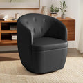 360° Swivel Leather Accent Chair, Modern Barrel Club Chair with Leather Upholstery and Sturdy Base, Comfortable Armchair for Living Room, Bedroom, Reading Nook, Brown-Ruum Studio Home
