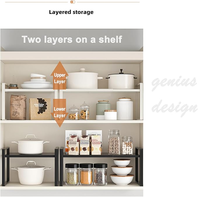 3 Pack Expandable Cabinet Shelf Organizer Kitchen Shelf Riser Stackable Pantry Shelves Kitchen Organizers and Storage Metal Spice Rack Countertop Organizer Cupboard Adjustable Shelfs Desk Rack Shelf-Ruum Studio Home