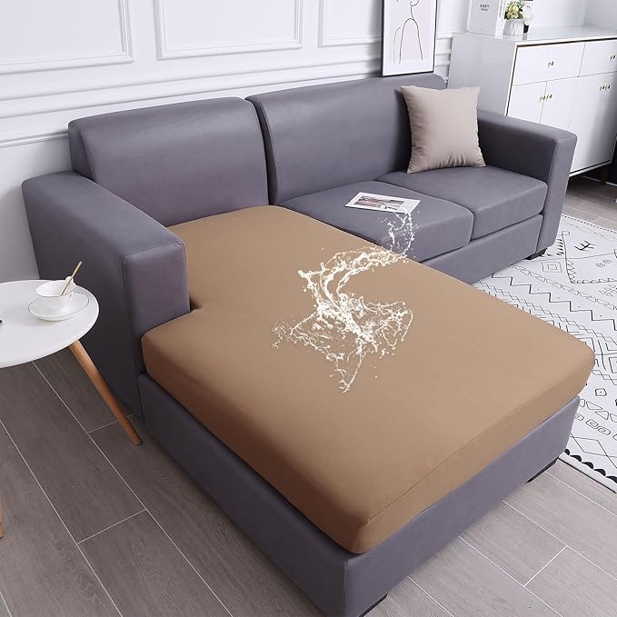 hyha Waterproof Couch Cushion Covers, Sectional Sofa Slipcovers Washable, L Shape Chaise Dog Couch Covers for Sectional Sofa, Universal Furniture Protector (1 Piece for Chaise, Camel)-Ruum Studio Home