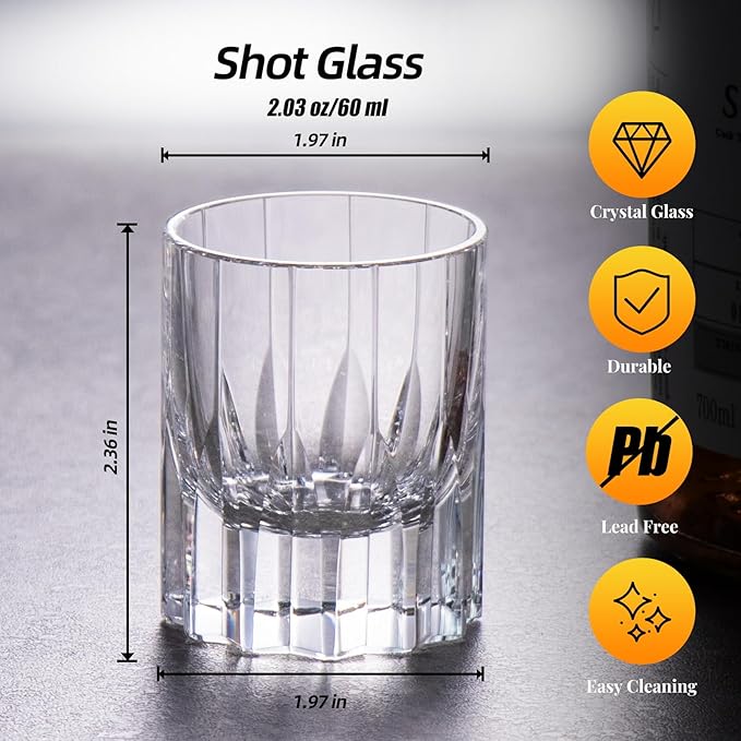 KAMMAK Crystal Whiskey Glasses Set of 2, Handcrafted 2.03oz Old Fashioned Glasses Stemless, Luxury Cocktail Glasses, Hand Blown Scotch Cup for Women, Men Barware Gift for Liquor, Bourbon-Ruum Studio Home