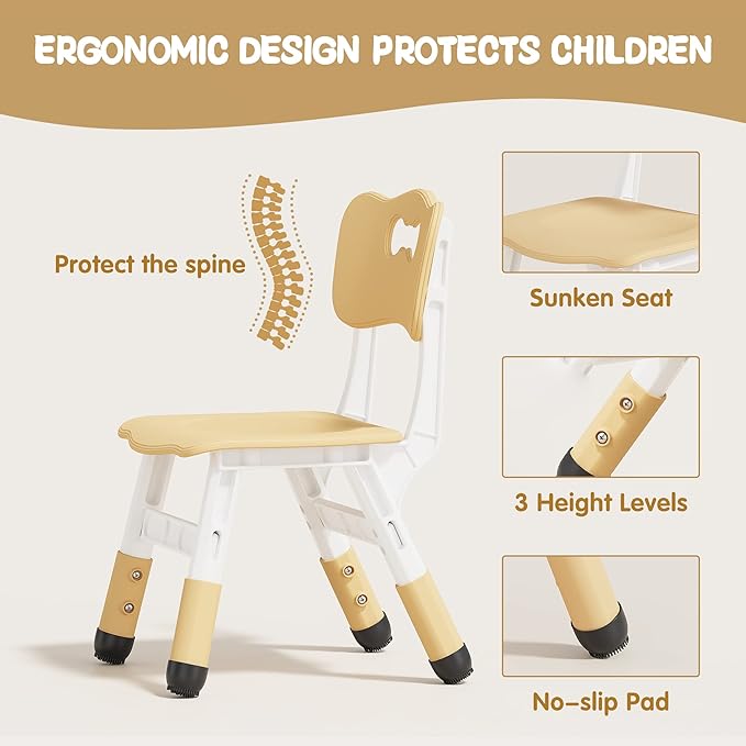 Brelley Kids Table and 4 Chairs Set, Height Adjustable Toddler Table and Chair Set, Graffiti Desktop, Non-Slip Legs, Max 300lbs, Children Multi-Activity Table for Ages 2-8-Ruum Studio Home