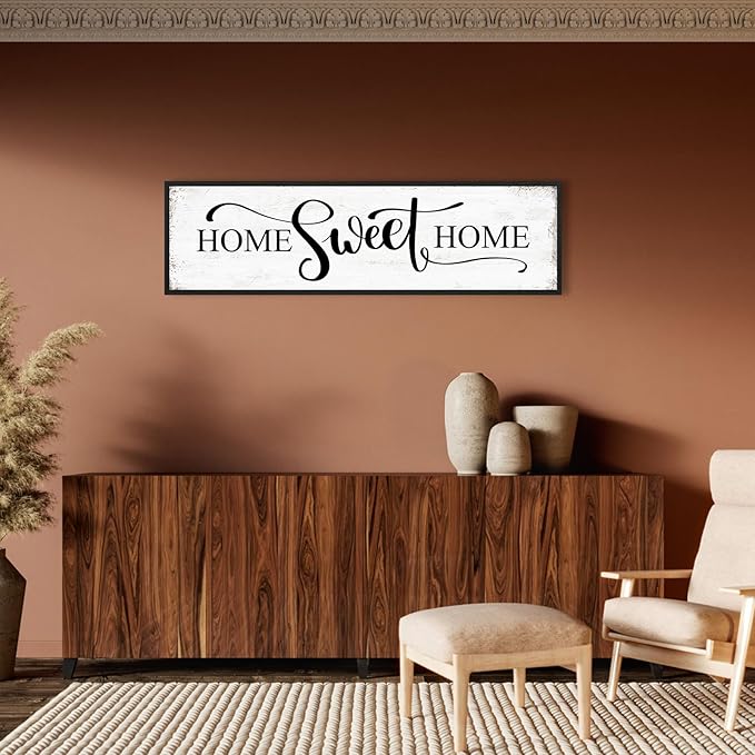 HLJ ART Home Sweet Home Wall Decor Above Bed 16"x48" Framed Large Bedroom Signs Decor for Master Family Room Living Room Dining Room,Modern Farmhouse Ructic Home Sign Behind Couch Wall Decor-Ruum Studio Home