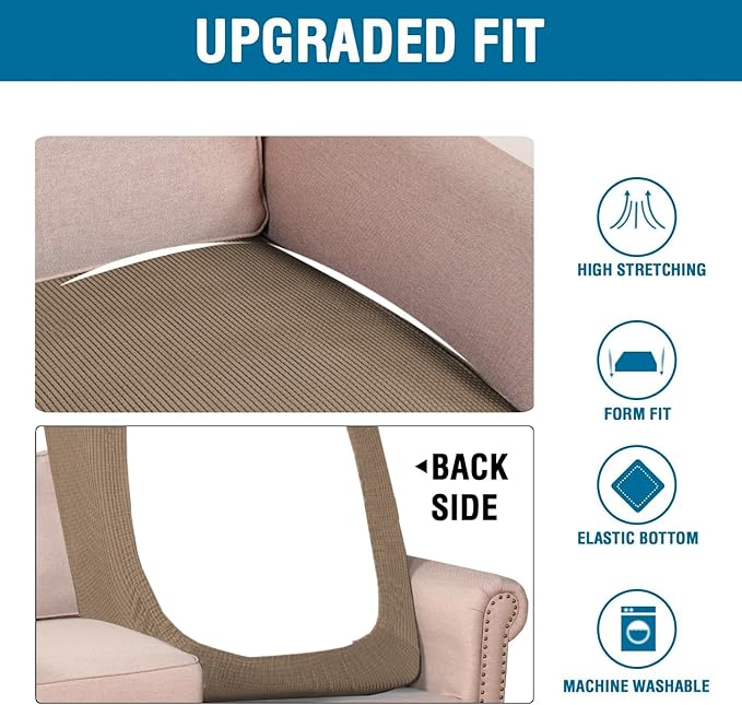 H.VERSAILTEX Super Stretch Individual Chaise Cover Sectional Couch Covers for L Shaped Sofa Both Left/Right Featuring Thick Jacquard Textured Twill Fabric (1 Piece Chaise Cover Large, Macchiato)-Ruum Studio Home