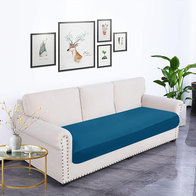 hyha Waterproof Couch Cushion Covers, Stretch Sofa Couch Seat Slipcover for Dog Washable, Non-Slip Waterproof Outdoor Cushion Covers for Patio Furniture Replacement (1 Piece for Large, Deep Teal)-Ruum Studio Home
