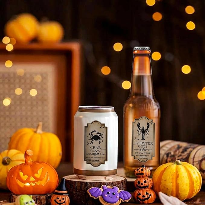 KIMOBER 144PCS Halloween Bottle Labels, Assoeted Vintage Laminated Animal Apothecary Potion Bottles Stickers for Halloween Party Supplies Photo Props-Ruum Studio Home