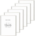 HAUS AND HUES White Oak 12x16 Inch White Picture Frames - Set of 6 White Frames Gallery Wall, White Picture Frames 12x16, White Gallery Wall Frame Set, White Picture Frames Pack (White Oak Frame)-Ruum Studio Home