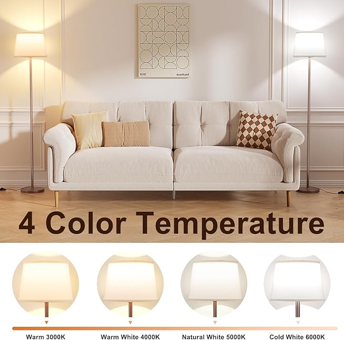 【Upgraded Floor Lamps for Living Room, Modern Floor Lamp with Remote Control, Dimmable Colors Temperature Standing Lamp Foot Switch, 9W Bulb Tall Lamps for Bedroom Office Kid Room - Brown-Ruum Studio Home