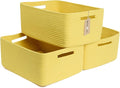 Large Storage Baskets for Shelves, Closet Organizers Bins for Clothes Blanket Towels, Baby Nursery, Toy Baskets Box, Woven Rope Baskets, 17 x 13 x 7.5”, 3 Packs Yellow-Ruum Studio Home