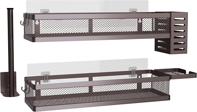 PUSDON Metal Wall Hanging Basket 2 Packs DIY Suitable for Multiple Scenes - Large Bronze Netting Set-Ruum Studio Home
