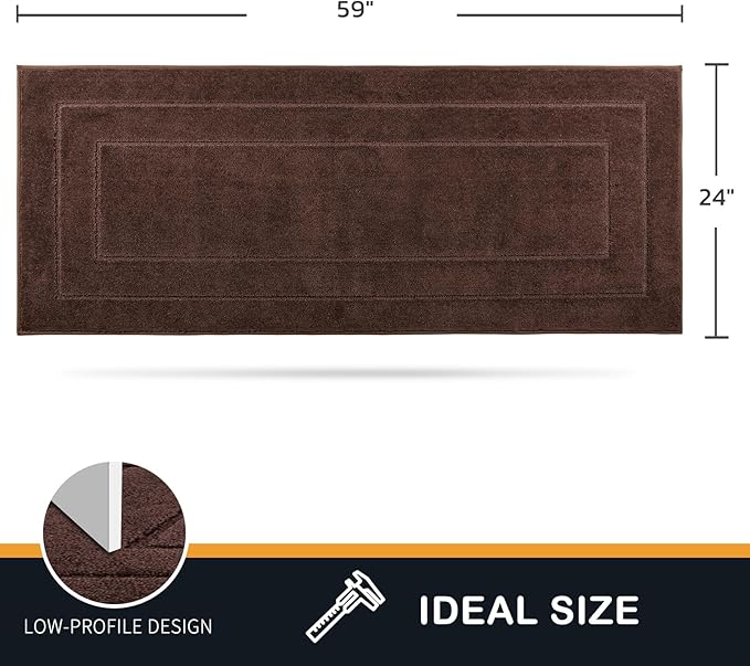 PURRUGS Dirt Trapping Door Mat 24" x 59", Non-Slip/Skid Machine Washable Entryway Rug, Dog Doormat, Super Absorbent Welcome Mat for Muddy Wet Shoes and Paws, Brown-Ruum Studio Home
