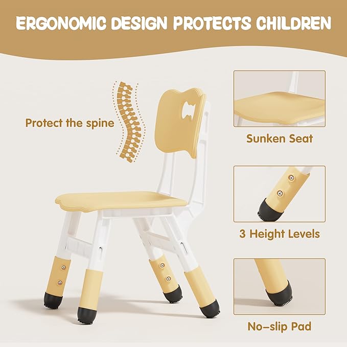 Brelley Kids Table and 6 Chairs Set, Height Adjustable Toddler Desk and Chair Set, Graffiti Desktop, Classroom/Daycare/Home, Children Multi-Activity Table for Ages 2-8-Ruum Studio Home
