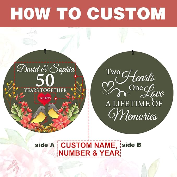 ASTARIN 50th Anniversary Wind Chimes Personalized, 30"/36" Deep Tone Wind Chimes for Wife Husband Parents, Romantic Souvenirs for Men Women Couple-Ruum Studio Home