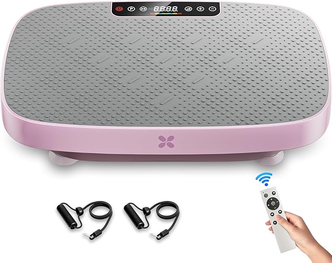 Vibration Plate Exercise Machine, Ultra-Quiet Vibration Plate for Lymphatic Drainage & Body Toning, Whole Body Vibration Platform with Bluetooth, Resistance Bands, Home Gyms Equipment-Ruum Studio Home