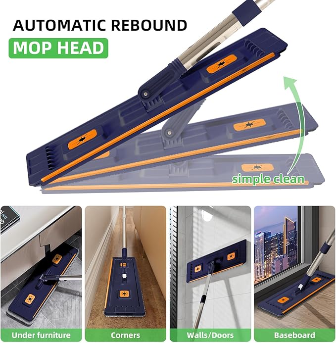 360° Mop and Bucket Set with Wringer – Microfiber Floor Mop System for Home Cleaning – Long Handle, Wash & Dry Dual Tank, Extra Absorbent Pads, Space-Saving Design for Hardwood, Tile & Laminate Floors-Ruum Studio Home