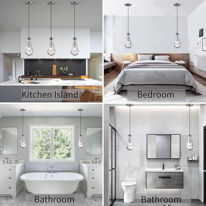Modern Raindrop Pendant Lights, Kitchen Island Pendant Lights, Nickel Colored Brass Base Dining Room Light Fixture, and Interior Chandelier in The Living Room Hallway, Including The Bulb-Ruum Studio Home