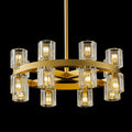 Gold Chandelier Light Fixture Kitchen and Dining, 16-Lights Modern Chandeliers for Dining Room, 18" Farmhouse Kitchen Pendant Lights Over Table, Crystal Wagon Wheel Chandelier(Bulbs Included)-Ruum Studio Home