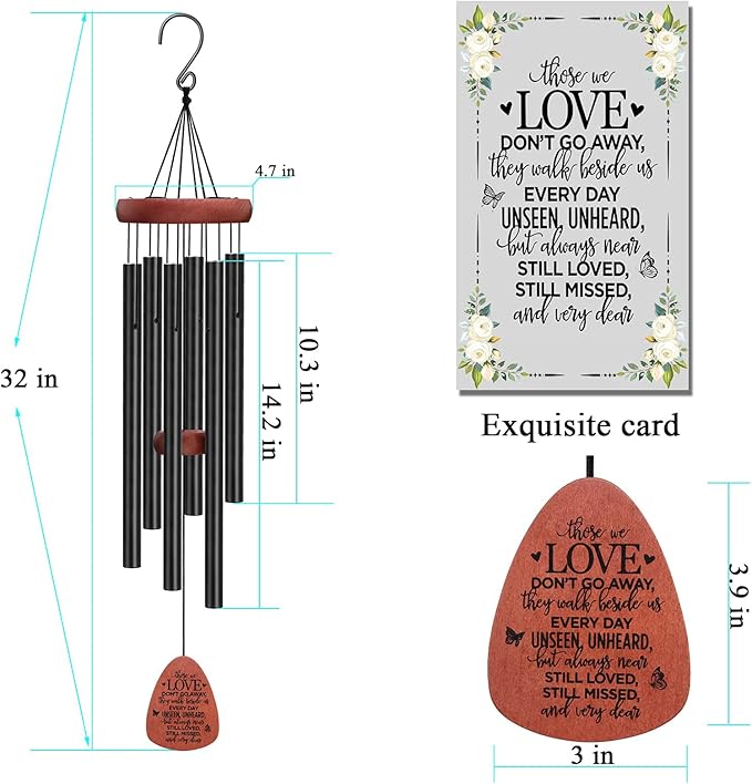 Memgift Memorial Wind Chimes for Outside – Sympathy Gift for Loss of Loved One, Outdoor Keepsake in Memory of Dad Mom Daughter Son-Ruum Studio Home