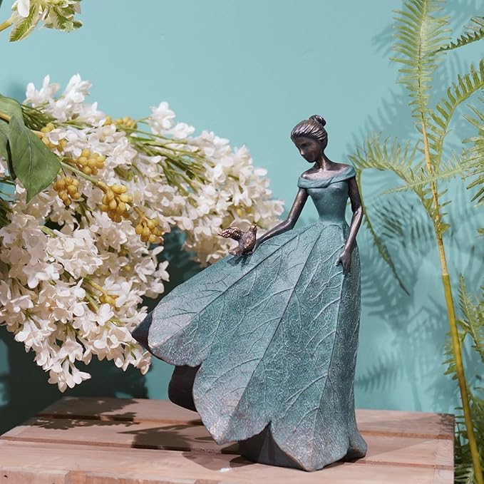 Guichifun Fairy Statue Collection Home Decoration - Leaf Angel Girls Resin Gardening Gifts for Women Statues for Garden Fairy Indoor or Outdoor Yard Figurines 5.5 x 3.25 x 8 Inch-Ruum Studio Home